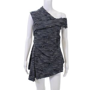 Acler Womens Asymmetrical Hem Woven Zippered Sleeveless Top Blue Size S